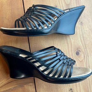 Sofft Woven Leather Wedge Sandals